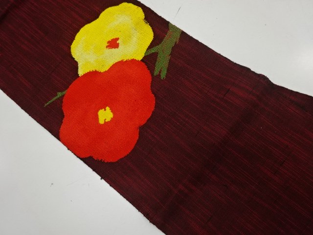 JAPANESE NAGOYA OBI / JAPANESE KIMONO / TSUMUGI / WOVEN BRANCH UME